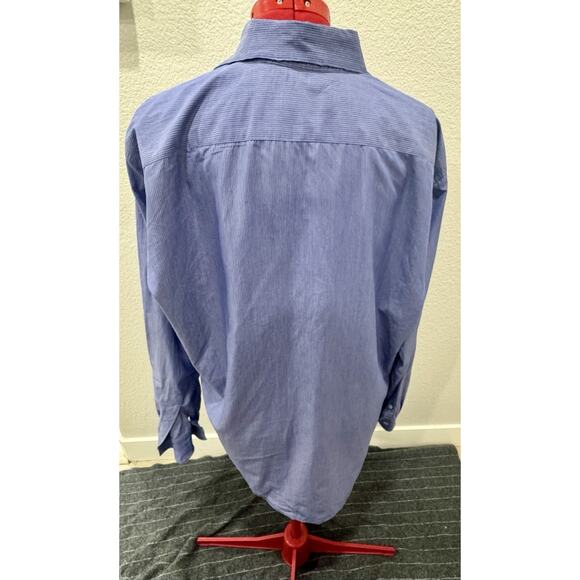 Canali 1934 Mens Blue Striped Dress Shirt Size 44 17.5 Made In Italy - Picture 1 of 5